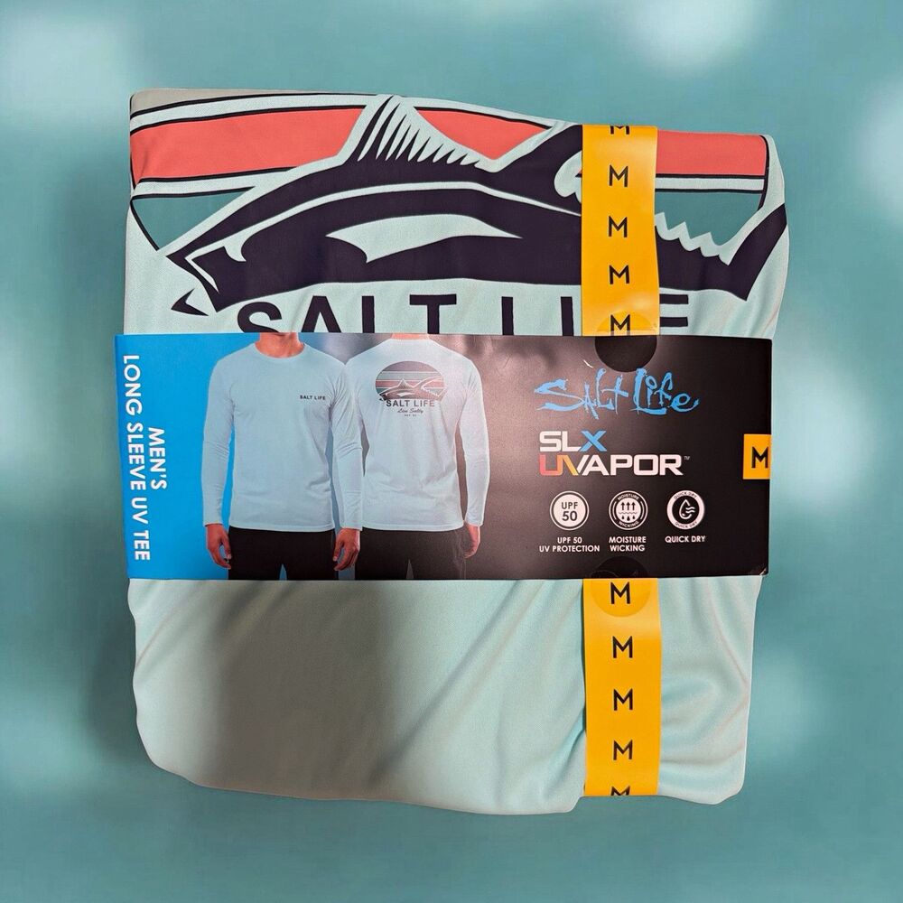 Salt Life SLX UVapor Men’s Long Sleeve UV Tee UPF 50 Fishing Blue M